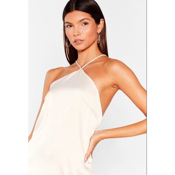 ✨HP✨NWT | NASTY GAL | Size 4 | Halter Neck Satin Midi Slip Dress - Picture 4 of 14